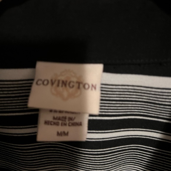 Casual blouse black and white striped quarter length sleeve. - Picture 2 of 3